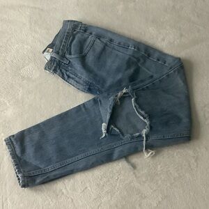 Vintage Guess Classic Blue Denim Jeans, High Rise, Knees Destroyed, Sz 25 (est)